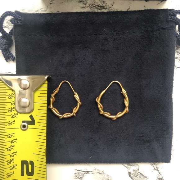 Dainty Gold Tone Lightweight Twisted Hoop Earrings - Picture 6 of 10